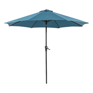Afuera Living 9 ft Metal Tilting Patio Umbrella in Sherpa Blue with Crank