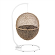 Afuera Living Outdoor Rattan Swing Chair in Cappuccino and Navy