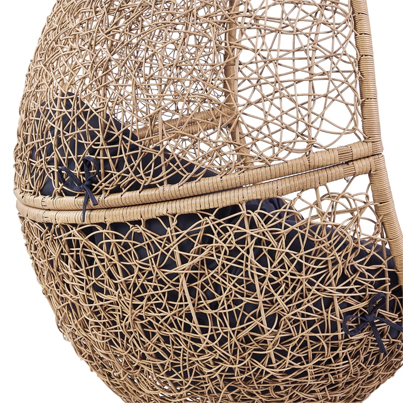 Afuera Living Outdoor Rattan Swing Chair in Cappuccino and Navy
