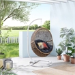 Afuera Living Outdoor Rattan Swing Chair in Cappuccino and Navy