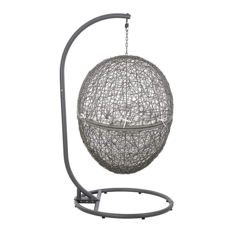 Afuera Living Outdoor Rattan Swing Chair in Gray and White
