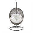 Afuera Living Outdoor Rattan Swing Chair in Gray and White