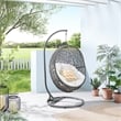 Afuera Living Outdoor Rattan Swing Chair in Gray and White