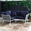 Afuera Living 3-Piece Modern Aluminum Outdoor Sectional Sofa in Navy Rope Weave