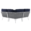 Afuera Living 3-Piece Modern Aluminum Outdoor Sectional Sofa in Navy Rope Weave