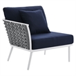 Afuera Living 3-Piece Modern Aluminum Outdoor Sectional Sofa in Navy Rope Weave