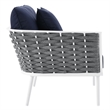 Afuera Living 3-Piece Modern Aluminum Outdoor Sectional Sofa in Navy Rope Weave