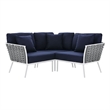 Afuera Living 3-Piece Modern Aluminum Outdoor Sectional Sofa in Navy Rope Weave