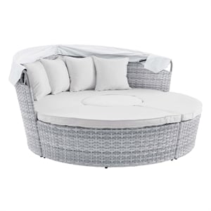 Afuera Living Aluminum and Fabric Patio Daybed with Canopy in Light Gray