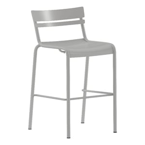 Afuera Living 30.25&quot Steel Bar Stool in Glossy Silver Finish