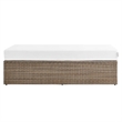 Afuera Living Outdoor Rectangle Rattan Ottoman in White/Cappuccino