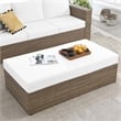 Afuera Living Outdoor Rectangle Rattan Ottoman in White/Cappuccino