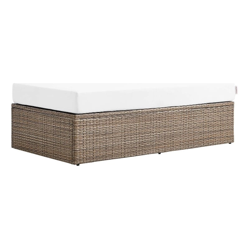 Afuera Living Outdoor Rectangle Rattan Ottoman in White/Cappuccino