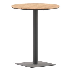 Afuera Living 24&quot Round Metal Patio Dining Table with Faux Teak Slats
