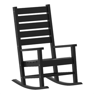 Afuera Living Plastic Adirondack Rocking Chair in Black