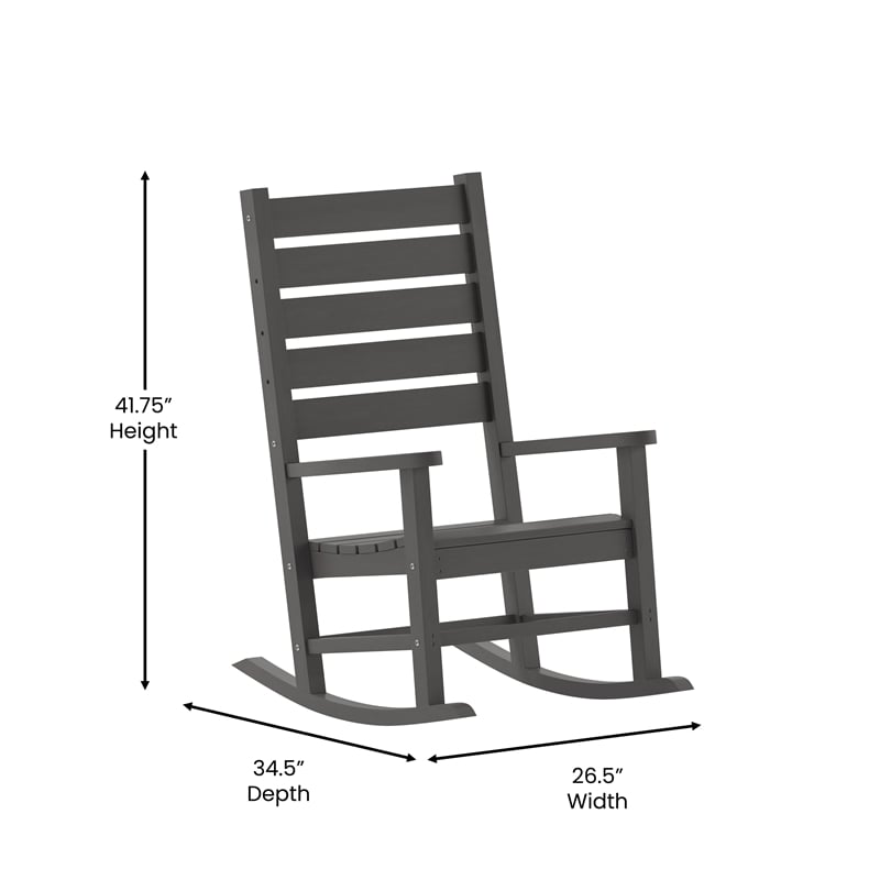Afuera Living Plastic Adirondack Rocking Chair in Gray