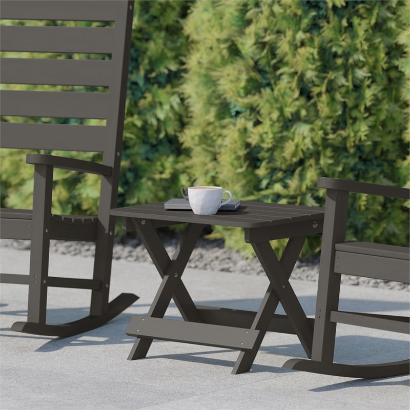 Afuera Living Folding Plastic Adirondack Side Table in Gray