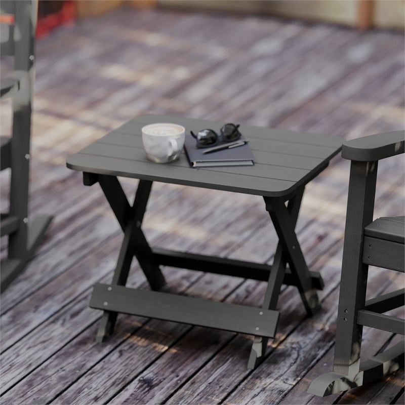 Afuera Living Folding Plastic Adirondack Side Table in Gray