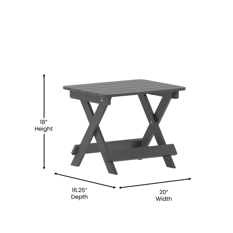 Afuera Living Folding Plastic Adirondack Side Table in Gray
