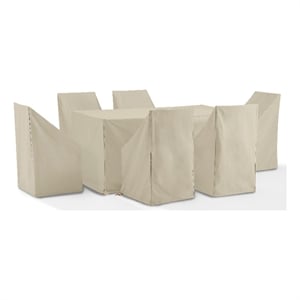 Afuera Living 7-Piece Outdoor Dining Furniture Vinyl Cover Set in Tan