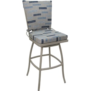 Afuera Living 26&quot Counter Height Bar Stool in Blue Beige Fabric