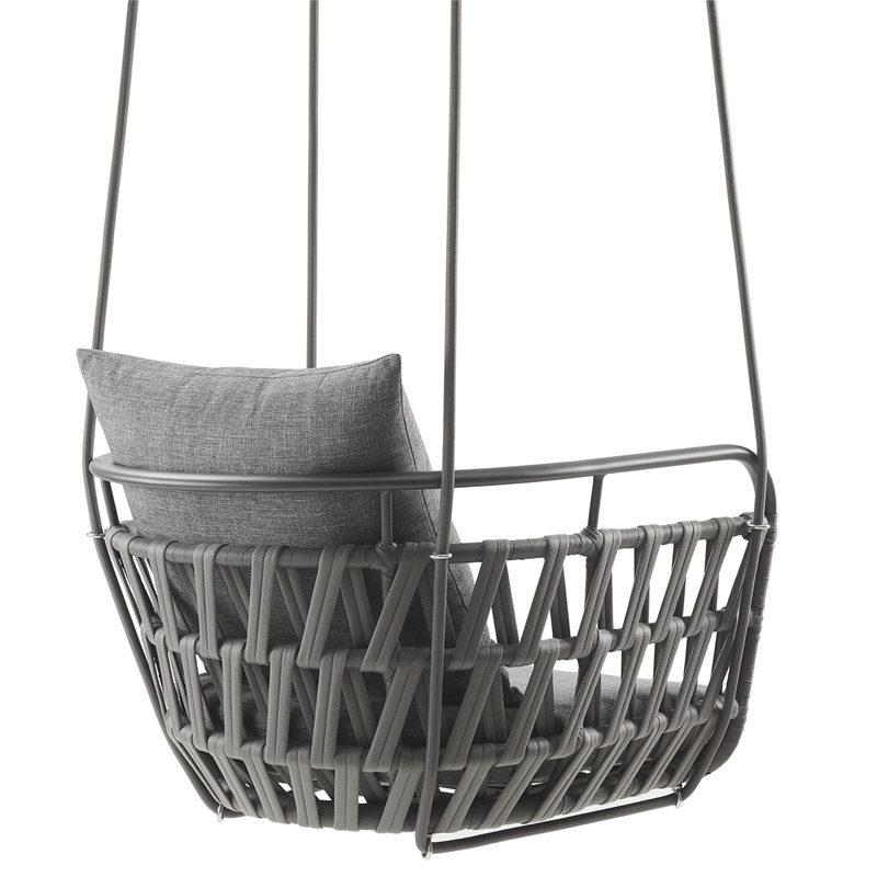 Afuera Living Swing Chair with Charcoal Polyester Straps and Aluminum Frame
