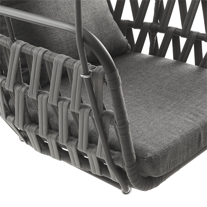 Afuera Living Swing Chair with Charcoal Polyester Straps and Aluminum Frame