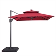 Afuera Living Aluminum LED Red Double Top Square Umbrella with Solar Panel