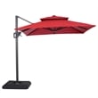 Afuera Living Aluminum LED Red Double Top Square Umbrella with Solar Panel