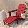 Afuera Living Plastic Adirondack Chair with Ottoman in Red