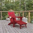 Afuera Living Plastic Adirondack Chair with Ottoman in Red