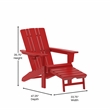 Afuera Living Plastic Adirondack Chair with Ottoman in Red