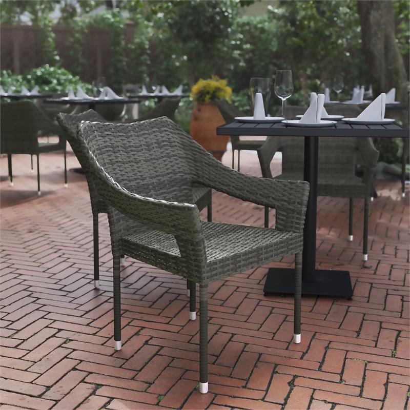 Afuera Living All-Weather Rattan Patio Chairs in Gray with Arms