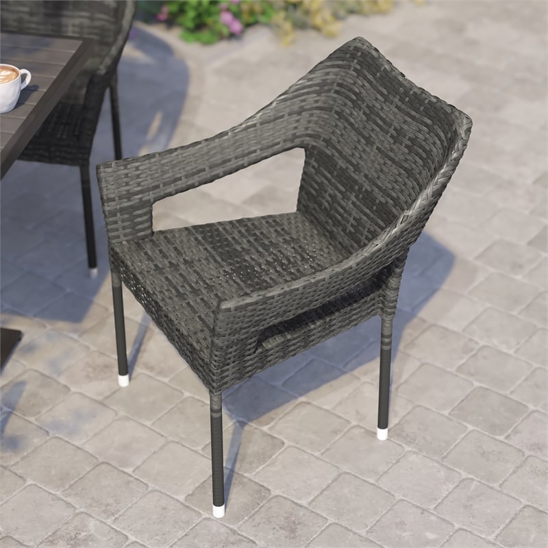Afuera Living All-Weather Rattan Patio Chairs in Gray with Arms