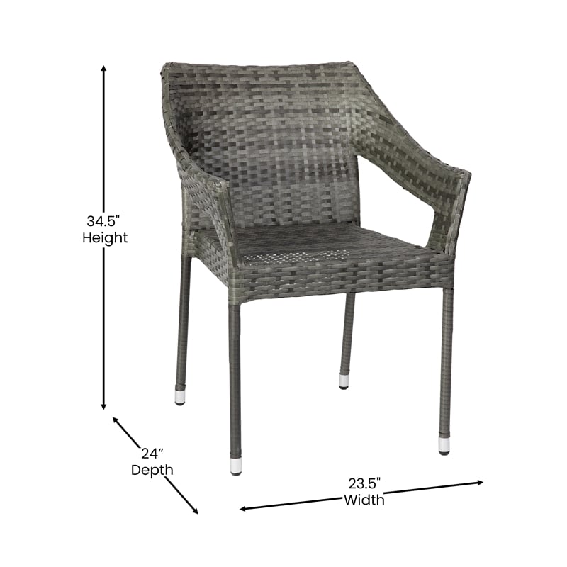 Afuera Living All-Weather Rattan Patio Chairs in Gray with Arms