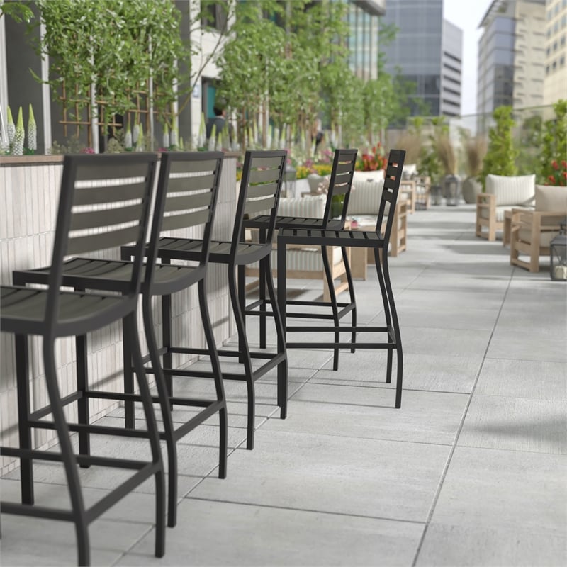 Afuera Living Aluminum Armless Bar Stool in Gray Wash