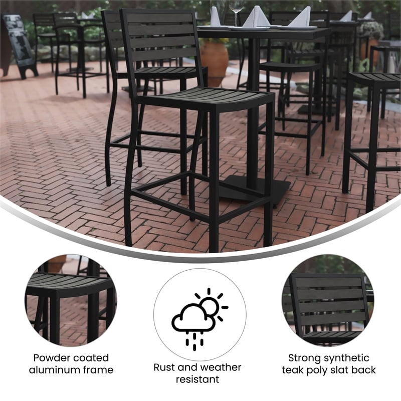 Afuera Living Aluminum Armless Bar Stool in Gray Wash