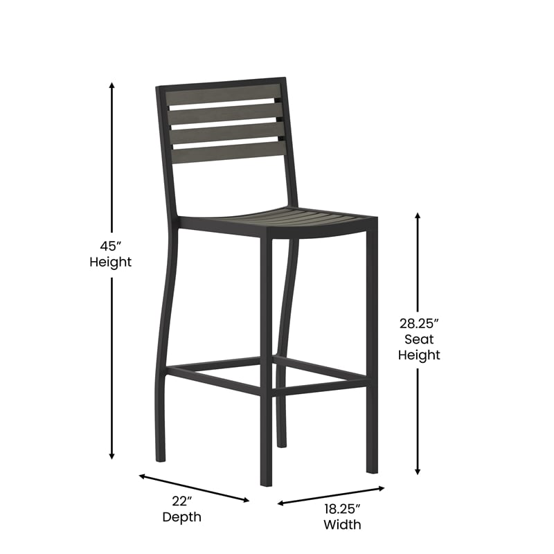 Afuera Living Aluminum Armless Bar Stool in Gray Wash