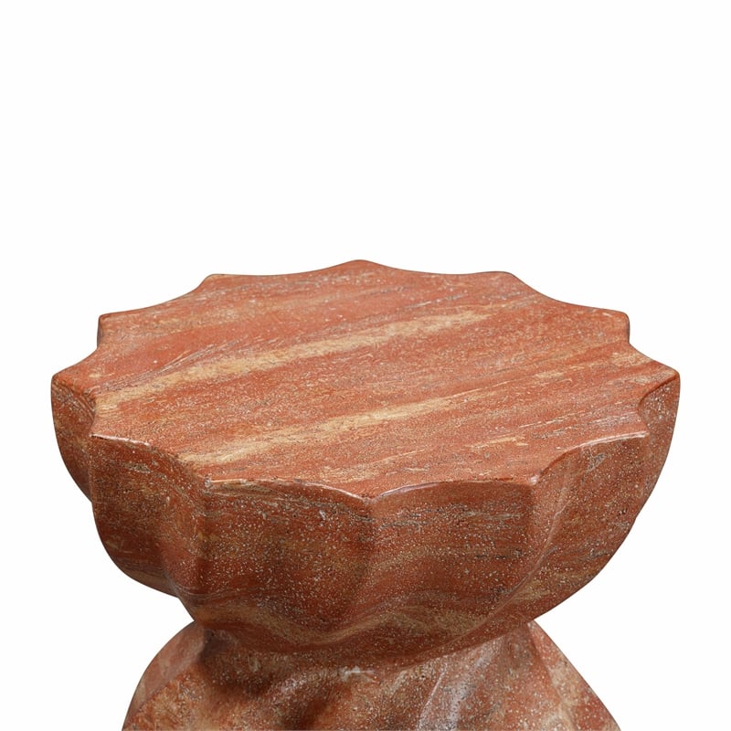 Afuera Living Turin Faux Marble Concrete Stool in Red