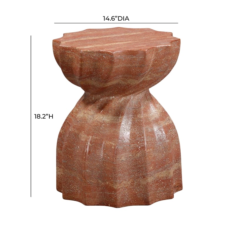 Afuera Living Turin Faux Marble Concrete Stool in Red