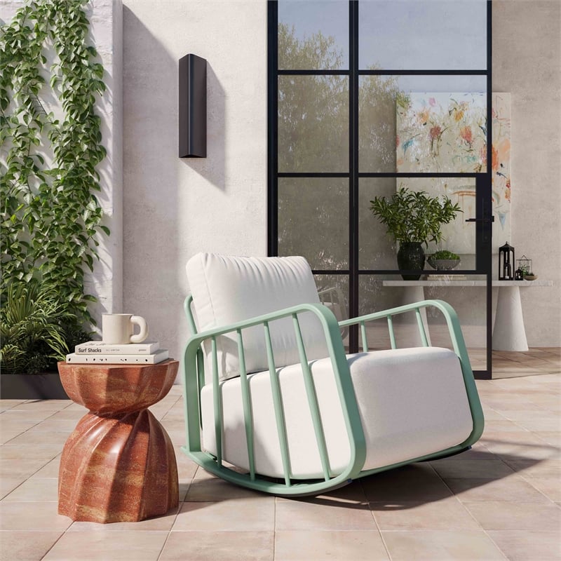 Afuera Living Turin Faux Marble Concrete Stool in Red