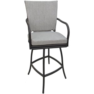Afuera Living Gray Frame 26 in Indoor Outdoor Counter Stool with Cushion