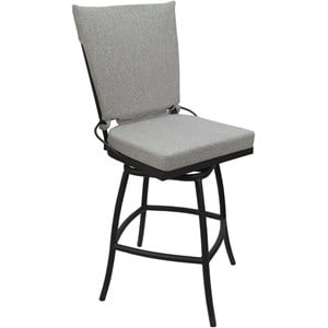 Afuera Living Jamey 26&quot Armless Bar Stool with White Fabric & Gray Frame