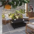 Afuera Living 2-Tier All-Weather Metal Coffee Table in Black for Patio Spaces
