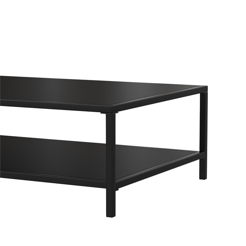 Afuera Living 2-Tier All-Weather Metal Coffee Table in Black for Patio Spaces