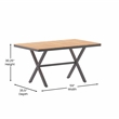 Afuera Living 59x35.5 in Cross Frame Patio Table in Natural Finish