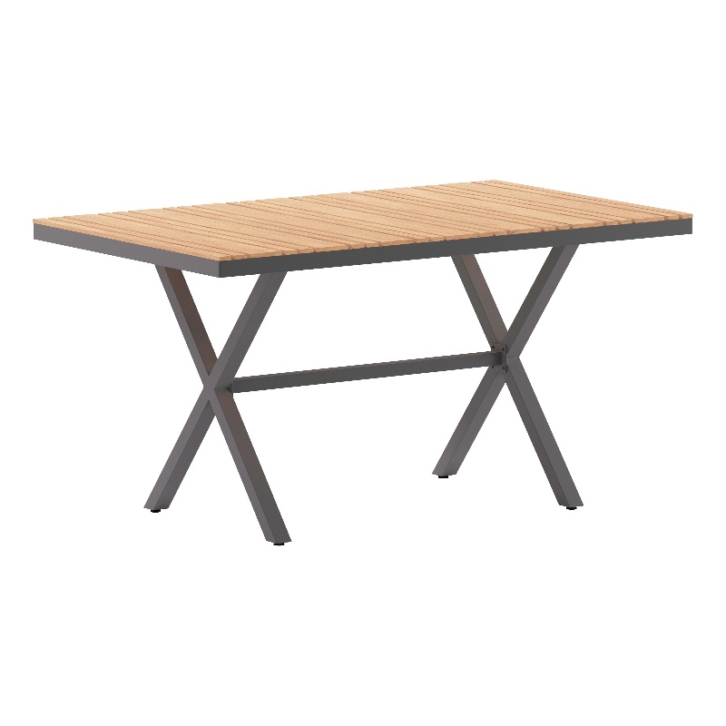Afuera Living 59x35.5 in Cross Frame Patio Table in Natural Finish