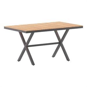 Afuera Living 59x35.5 in Cross Frame Patio Table in Natural Finish