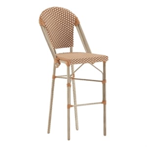 Afuera Living 30.25&quot Paris Rattan Bar Stool in Natural/White