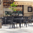 Afuera Living Metal Patio Table with Poly Resin Slatted Top in Black